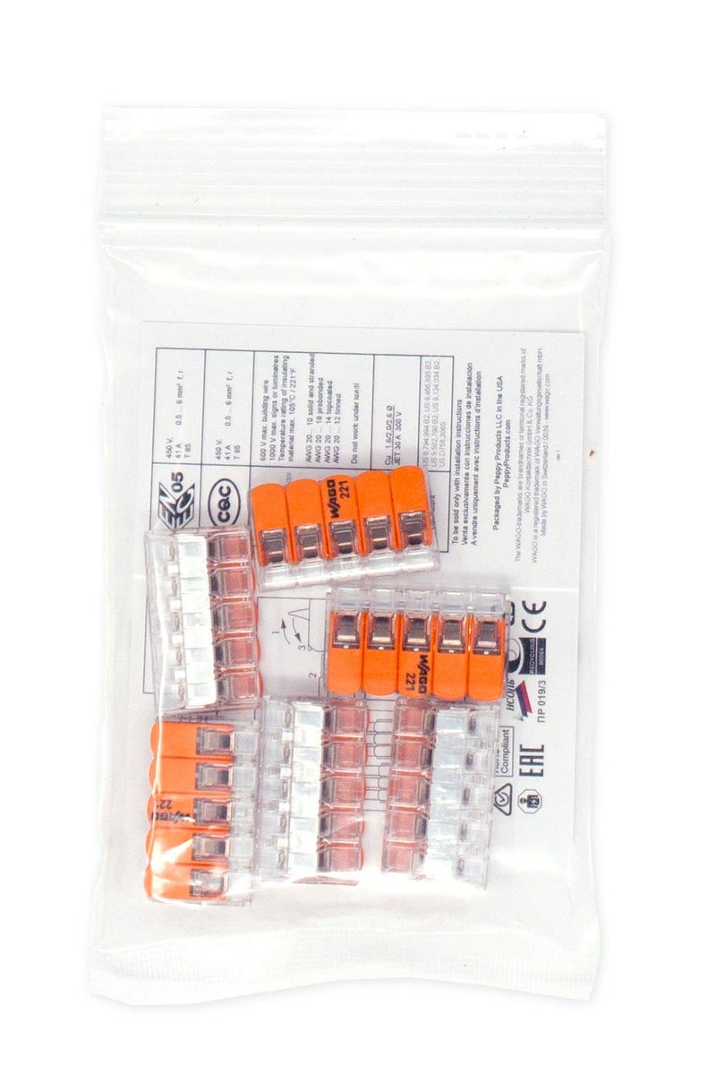 Wago 221-615 Lever-Nuts 10AWG 5 Conductor Compact Wire Connectors 6 PK - Image 5